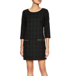 GAP Green & Blue Tartan Plaid Holiday Shift Dress Size XS